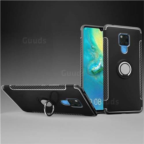 Armor Anti Drop Carbon PC + Silicon Invisible Ring Holder Phone Case for Huawei Mate 20 X - Black
