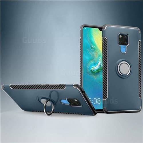 Armor Anti Drop Carbon PC + Silicon Invisible Ring Holder Phone Case for Huawei Mate 20 X - Navy