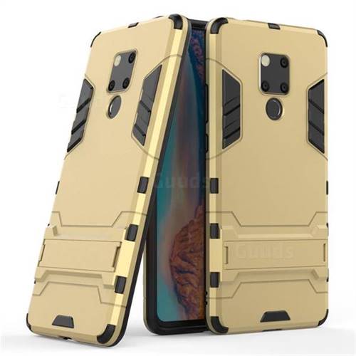 Armor Premium Tactical Grip Kickstand Shockproof Dual Layer Rugged Hard Cover for Huawei Mate 20 X - Golden