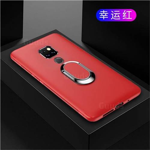 Anti-fall Invisible 360 Rotating Ring Grip Holder Kickstand Phone Cover for Huawei Mate 20 X - Red