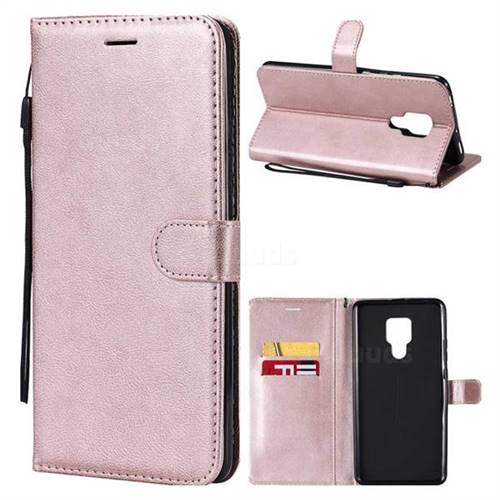 Retro Greek Classic Smooth PU Leather Wallet Phone Case for Huawei Mate 20 X - Rose Gold