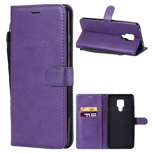 Retro Greek Classic Smooth PU Leather Wallet Phone Case for Huawei Mate 20 X - Purple