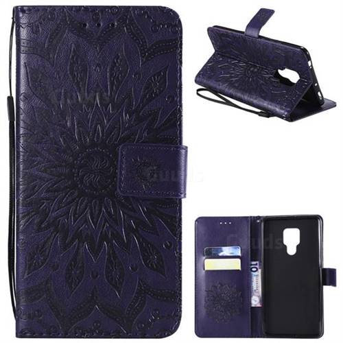 Embossing Sunflower Leather Wallet Case for Huawei Mate 20 X - Purple ...