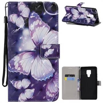 Violet butterfly 3D Painted Leather Wallet Case for Huawei Mate 20 X