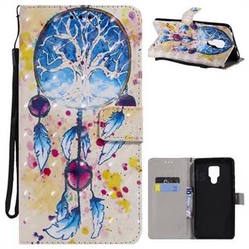 Blue Dream Catcher 3D Painted Leather Wallet Case for Huawei Mate 20 X