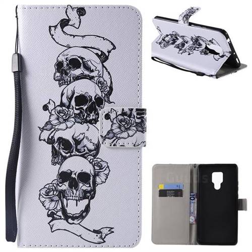 Skull Head PU Leather Wallet Case for Huawei Mate 20 X