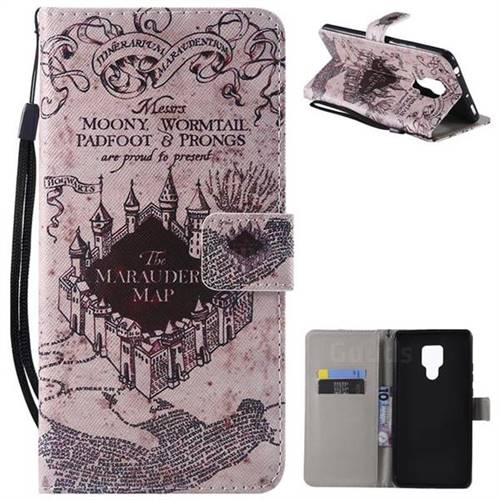 Castle The Marauders Map PU Leather Wallet Case for Huawei Mate 20 X