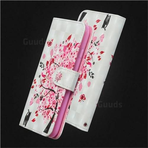 Tree and Cat 3D Painted Leather Wallet Case for Huawei Mate 20 X