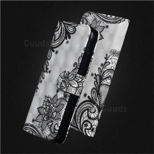 Black Lace Flower 3D Painted Leather Wallet Case for Huawei Mate 20 X