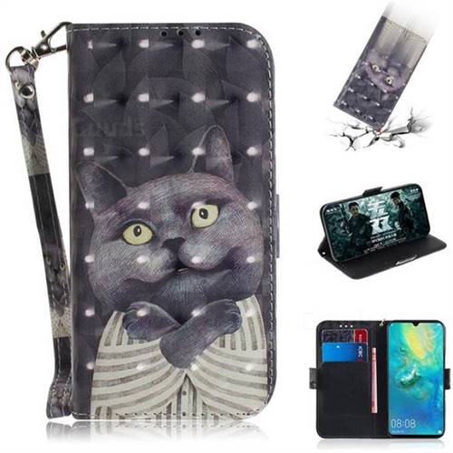 Cat Embrace 3D Painted Leather Wallet Phone Case for Huawei Mate 20 X