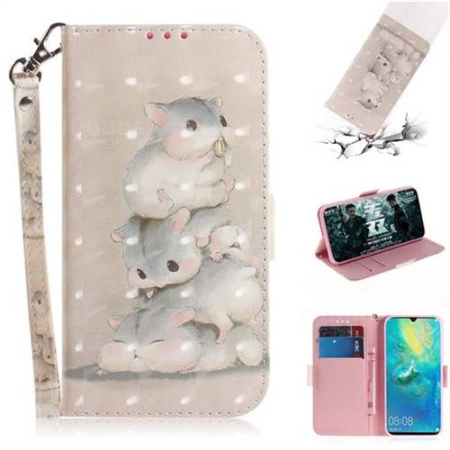 Three Squirrels 3D Painted Leather Wallet Phone Case for Huawei Mate 20 X