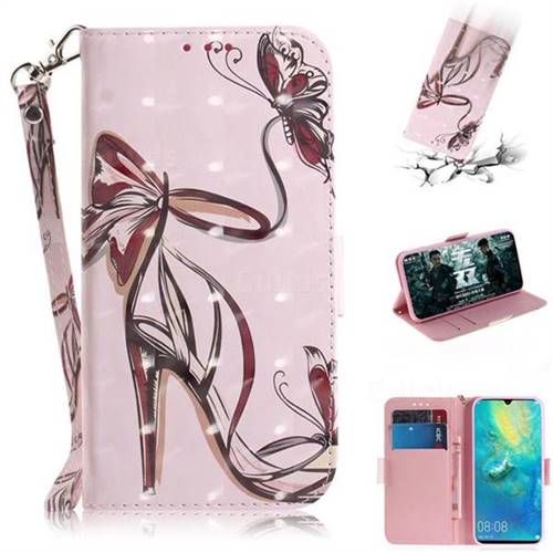 Butterfly High Heels 3D Painted Leather Wallet Phone Case for Huawei Mate 20 X