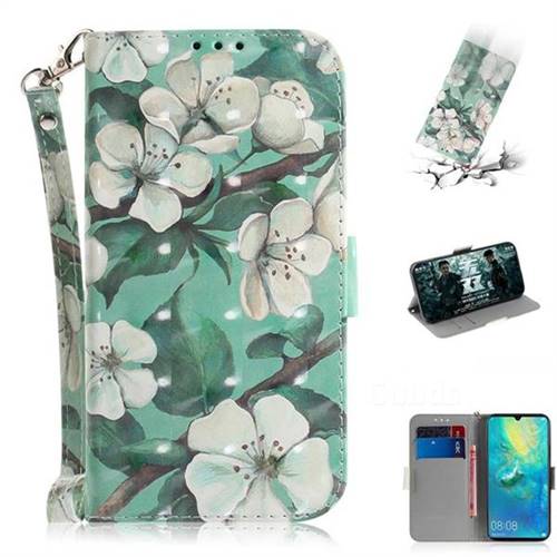 Watercolor Flower 3D Painted Leather Wallet Phone Case for Huawei Mate 20 X