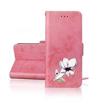 Retro Leather Phone Wallet Case with Aluminum Alloy Patch for Huawei Mate 20 X - Pink