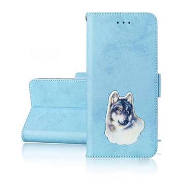 Retro Leather Phone Wallet Case with Aluminum Alloy Patch for Huawei Mate 20 X - Light Blue