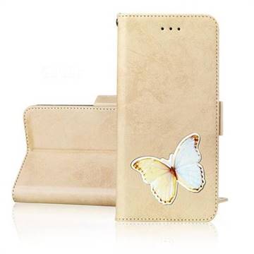Retro Leather Phone Wallet Case with Aluminum Alloy Patch for Huawei Mate 20 X - Golden