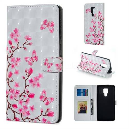 Butterfly Sakura Flower 3D Painted Leather Phone Wallet Case for Huawei Mate 20 X