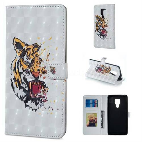 Toothed Tiger 3D Painted Leather Phone Wallet Case for Huawei Mate 20 X