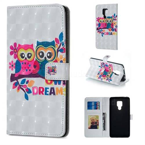Couple Owl 3D Painted Leather Phone Wallet Case for Huawei Mate 20 X