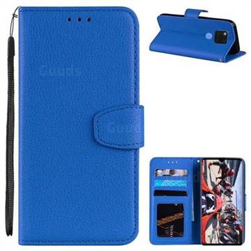 Litchi Pattern PU Leather Wallet Case for Huawei Mate 20 X - Blue