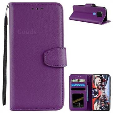 Litchi Pattern PU Leather Wallet Case for Huawei Mate 20 X - Purple