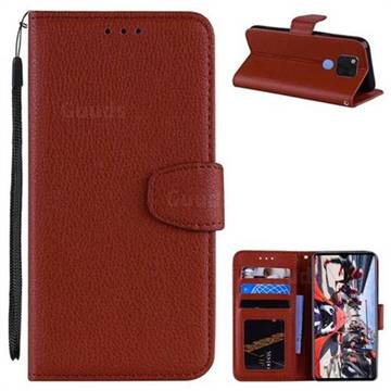 Litchi Pattern PU Leather Wallet Case for Huawei Mate 20 X - Brown