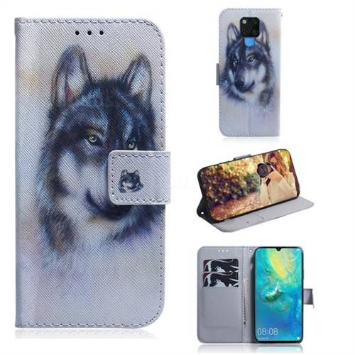 Snow Wolf PU Leather Wallet Case for Huawei Mate 20 X