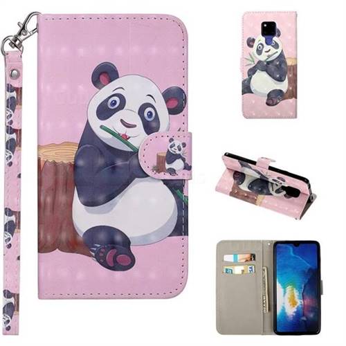 Happy Panda 3D Painted Leather Phone Wallet Case Cover for Huawei Mate 20 X