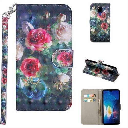 Rose Flower 3D Painted Leather Phone Wallet Case Cover for Huawei Mate 20 X
