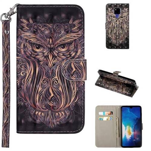 Tribal Owl 3D Painted Leather Phone Wallet Case Cover for Huawei Mate 20 X