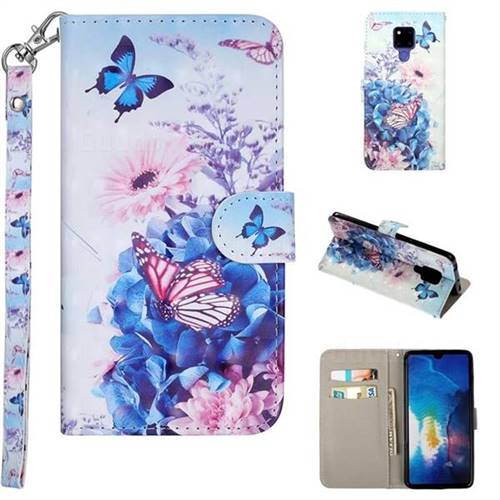 Pansy Butterfly 3D Painted Leather Phone Wallet Case Cover for Huawei Mate 20 X