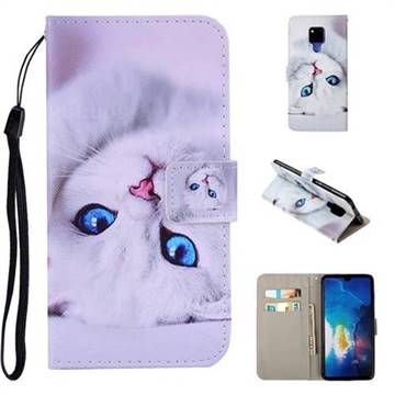 White Cat PU Leather Wallet Phone Case Cover for Huawei Mate 20 X