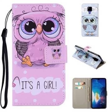 Lovely Owl PU Leather Wallet Phone Case Cover for Huawei Mate 20 X