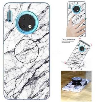 White Marble Pop Stand Holder Varnish Phone Cover for Huawei Mate 30
