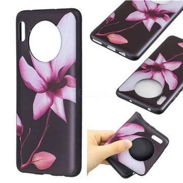 Lotus Flower 3D Embossed Relief Black Soft Back Cover for Huawei Mate 30