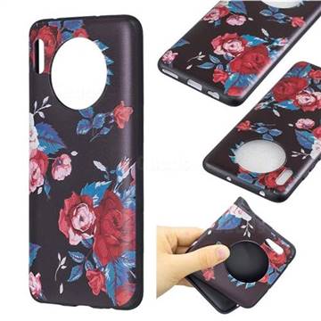 Safflower 3D Embossed Relief Black Soft Back Cover for Huawei Mate 30