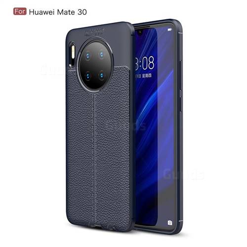 Luxury Auto Focus Litchi Texture Silicone TPU Back Cover for Huawei Mate 30 - Dark Blue