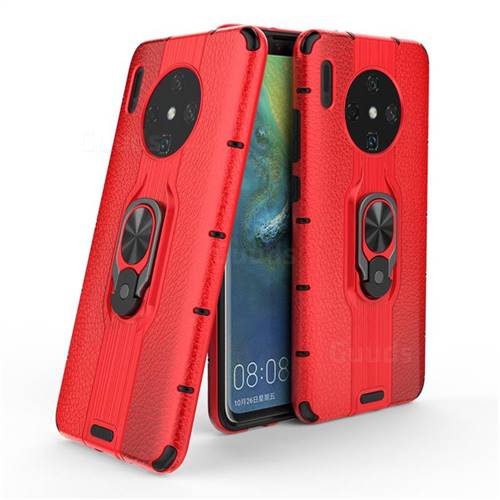 Alita Battle Angel Armor Metal Ring Grip Shockproof Dual Layer Rugged Hard Cover for Huawei Mate 30 - Red