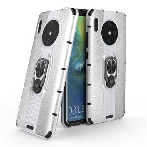 Alita Battle Angel Armor Metal Ring Grip Shockproof Dual Layer Rugged Hard Cover for Huawei Mate 30 - Silver