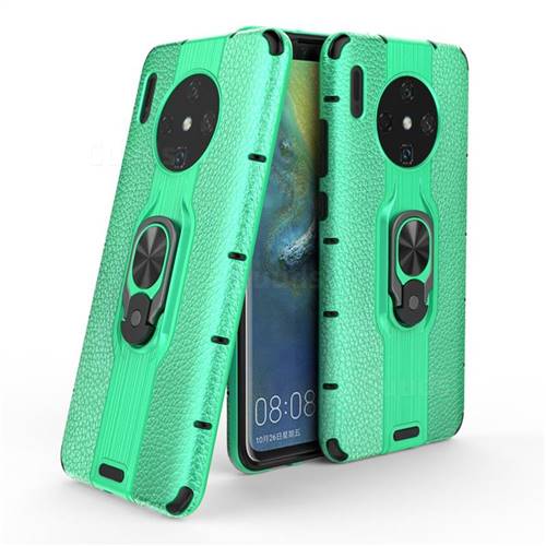 Alita Battle Angel Armor Metal Ring Grip Shockproof Dual Layer Rugged Hard Cover for Huawei Mate 30 - Green
