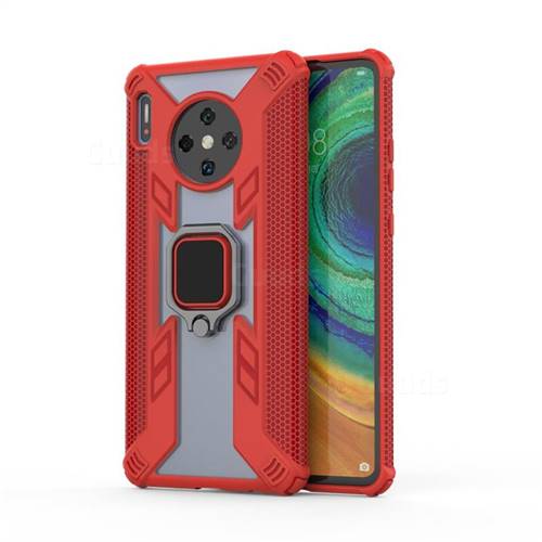 Predator Armor Metal Ring Grip Shockproof Dual Layer Rugged Hard Cover for Huawei Mate 30 - Red
