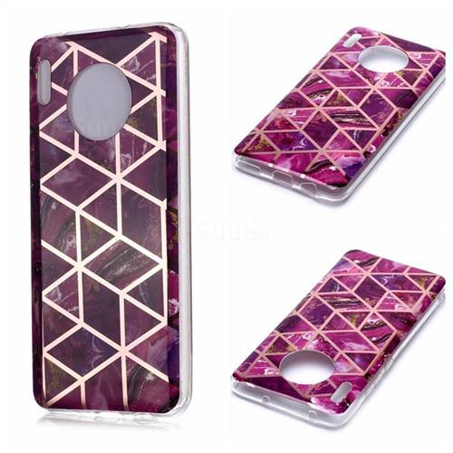 Purple Rhombus Galvanized Rose Gold Marble Phone Back Cover for Huawei Mate 30