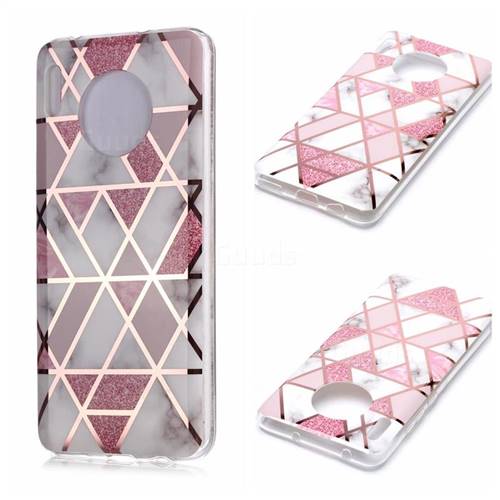 Pink Rhombus Galvanized Rose Gold Marble Phone Back Cover for Huawei Mate 30