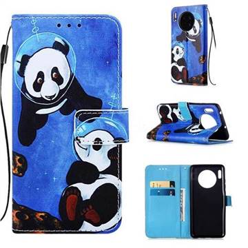 Undersea Panda Matte Leather Wallet Phone Case for Huawei Mate 30