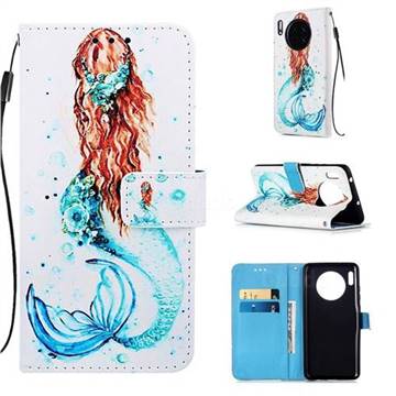 Mermaid Matte Leather Wallet Phone Case for Huawei Mate 30