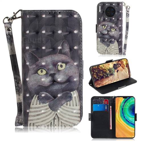 Cat Embrace 3D Painted Leather Wallet Phone Case for Huawei Mate 30