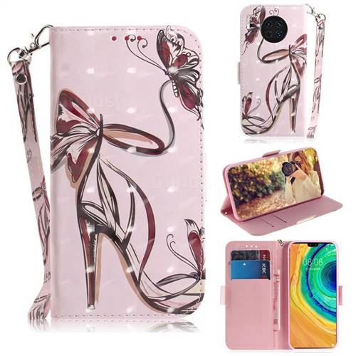 Butterfly High Heels 3D Painted Leather Wallet Phone Case for Huawei Mate 30