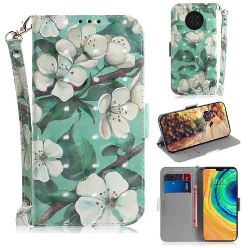 Watercolor Flower 3D Painted Leather Wallet Phone Case for Huawei Mate 30