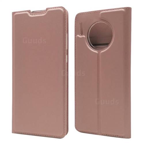 Ultra Slim Card Magnetic Automatic Suction Leather Wallet Case for Huawei Mate 30 - Rose Gold