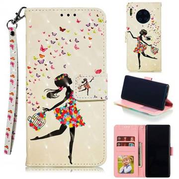 Flower Girl 3D Painted Leather Phone Wallet Case for Huawei Mate 30